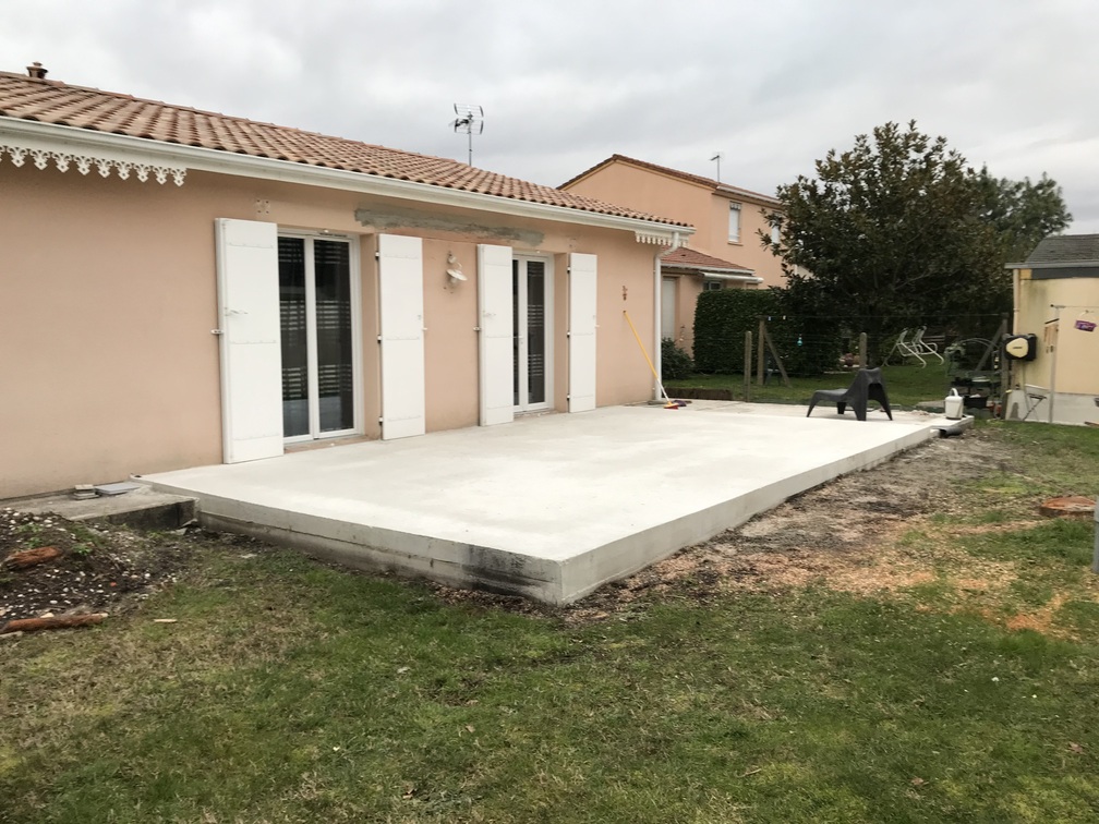 Préparation de la dalle de Béton pour recevoir pose de la Véranda